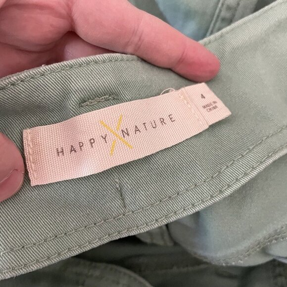 Happy X Nature Kate Hudson Women 4 Green Belted Button Fly Straight Leg Pant - Picture 8 of 10